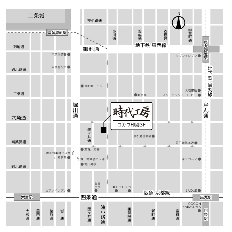 時代工房地図 コカワ印刷の3階です